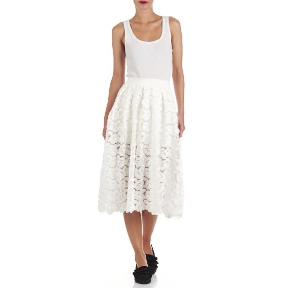 Maje floral applique tulle Lace Midi Skirt